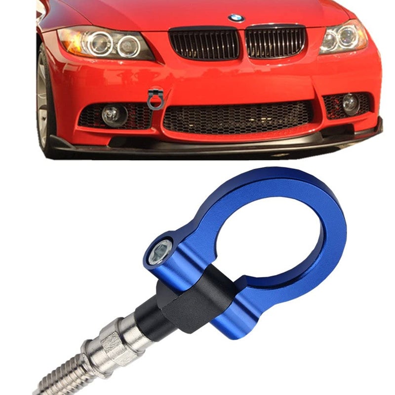JGR Track Racing Style Tow Hook Towing Eye CNC Aluminum Screw On Front Rear Bumper Compatible with BMW 3 Series E36 E46 E90 E91 E92 E93 318 320 323 325 328 330 335 M3 1992 to 2012 Blue - Image 2